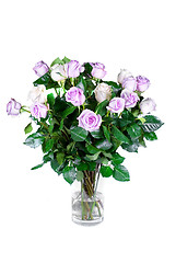 Image showing Bouquet pink roses in vase