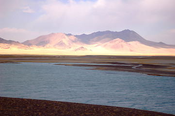 Image showing Landscape of mountains and lake