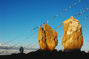 Image showing Huge rocks at lakeside