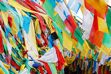 Image showing Prayer flags in Tibet