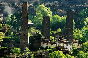 Image showing Typical Tibetan buildings in Sichuan,China