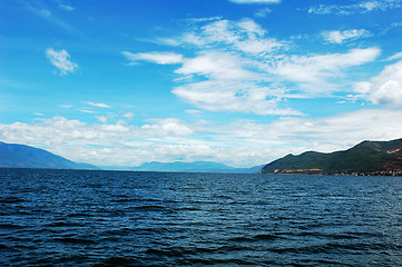 Image showing Scenery of a blue lake in Yunnan China