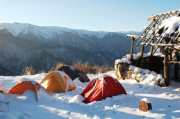 Image showing Camping in winter