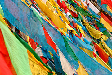 Image showing Prayer flags in Tibet