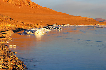 Image showing Lakeside view at sunrise