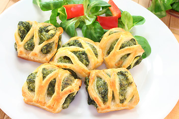 Image showing Puff pastry with spinach and cheese filling