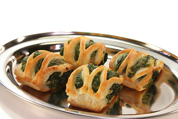 Image showing Puff pastry with spinach and cheese filling