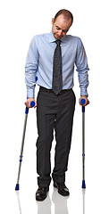 Image showing man with crutch 