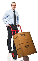 Image showing man with handtruck