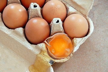 Image showing Eggs in box