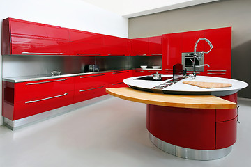 Image showing Red kitchen interior