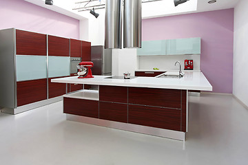 Image showing Purple kitchen interior