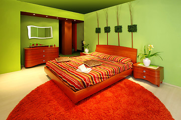 Image showing Green bedroom interior