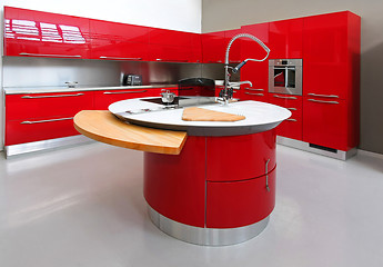 Image showing Red kitchen counter