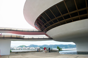 Image showing Oscar Niemeyer's Niteroi Contemporary Art Museum and Sugar Loaf, in Rio de Janeiro, Brazil