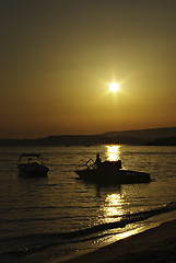 Image showing Sunset Boats