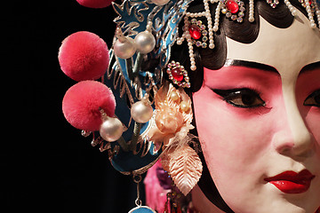 Image showing chinese opera dummy and black cloth as text space 