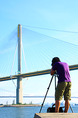 Image showing photographer is shooting a bridge