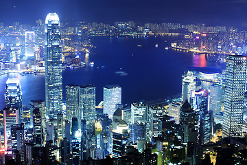 Image showing office building at night in hong kong 