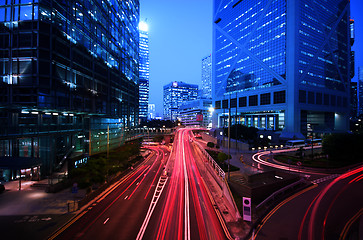 Image showing Light trail at busy highway