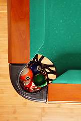 Image showing Balls in Billiards table pocket