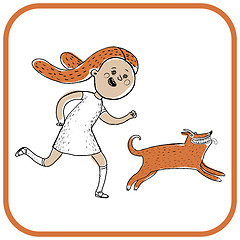 Image showing Girl and dog