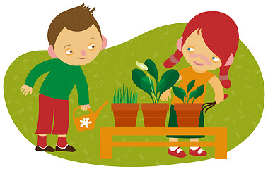 Image showing vector illustration of gardening