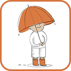 Image showing Boy under an umbrella