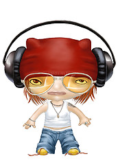 Image showing cartoon of street tough girl wearing headphones