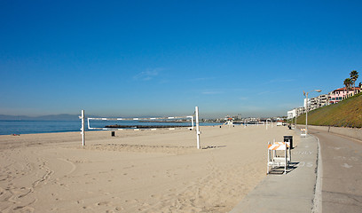 Image showing volleyball net on beach
