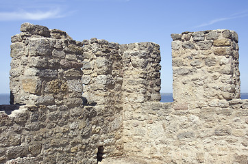 Image showing Merlons of an old fortress tower