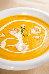 Image showing pumpkin and shrimps cream soup