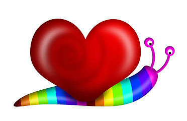 Image showing Abstract Snail with Heart Shape Shell and Rainbow Colors
