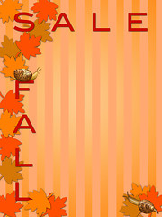 Image showing Fall  Sale Sign with Maple Tree Leaves and Snails