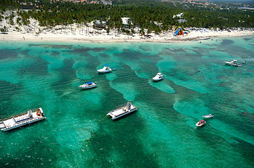 Image showing Boats and beach from above