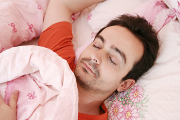 Image showing Portrait of a young man sleeping.