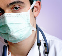 Image showing Young doctor with stethoscope.