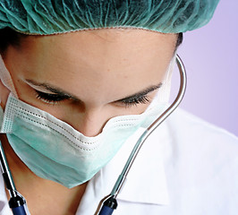 Image showing Young doctor with stethoscope.