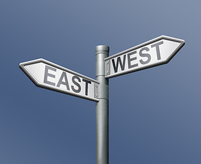 Image showing roadsign east west