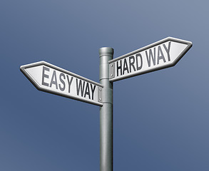 Image showing easy hardway road sign arrow