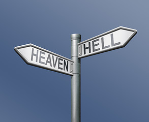Image showing roadsign heaven hell