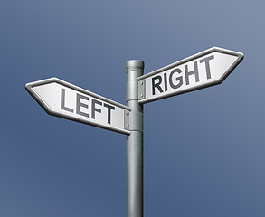 Image showing road sign left right equal choice