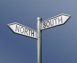 Image showing roadsign north south