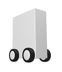 Image showing white box on wheels