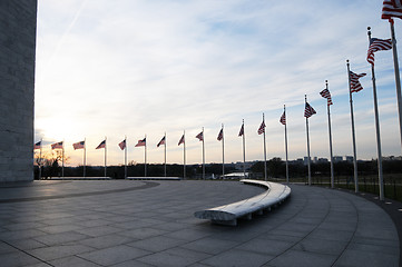 Image showing Washington Monument and usa flags