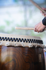 Image showing hands and japanese drum