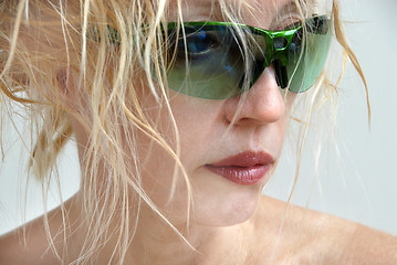 Image showing Woman in Green Sunglasses