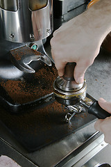 Image showing Tamping Espresso Grounds