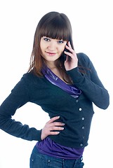 Image showing Talking girl by mobile