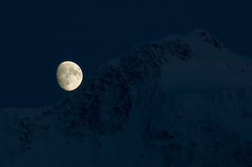 Image showing Moon over Belukha summit